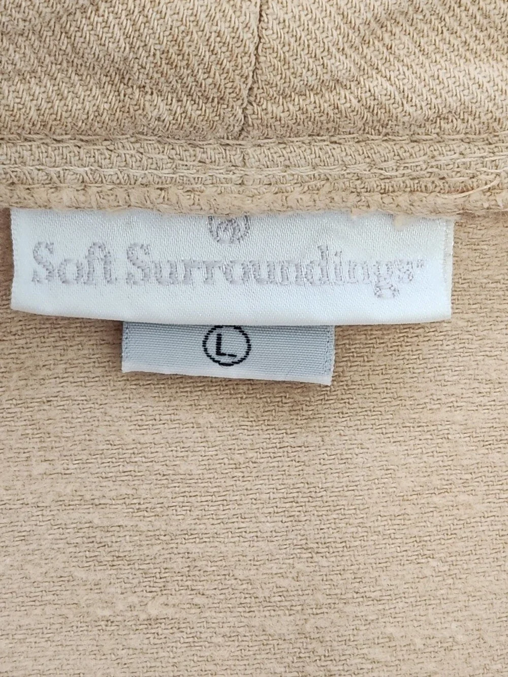 Soft Surroundings Beige Linen Blend Drawstring Pullover Top Size L